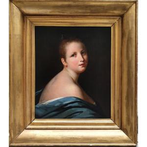 Portrait De Femme Vers 1840 Ecole Française Huile Toile Contrecollée