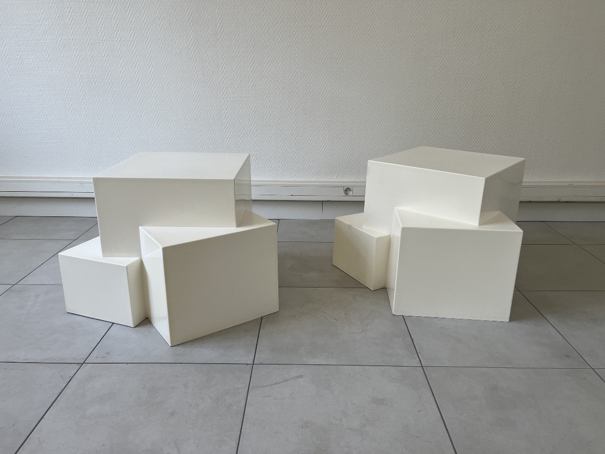 Pair Of Side Tables By Philippe Cheverny -photo-2