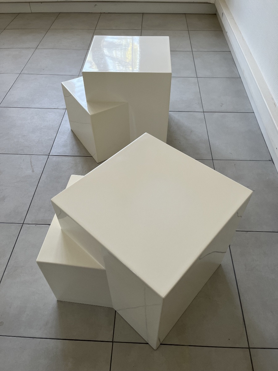 Pair Of Side Tables By Philippe Cheverny -photo-3