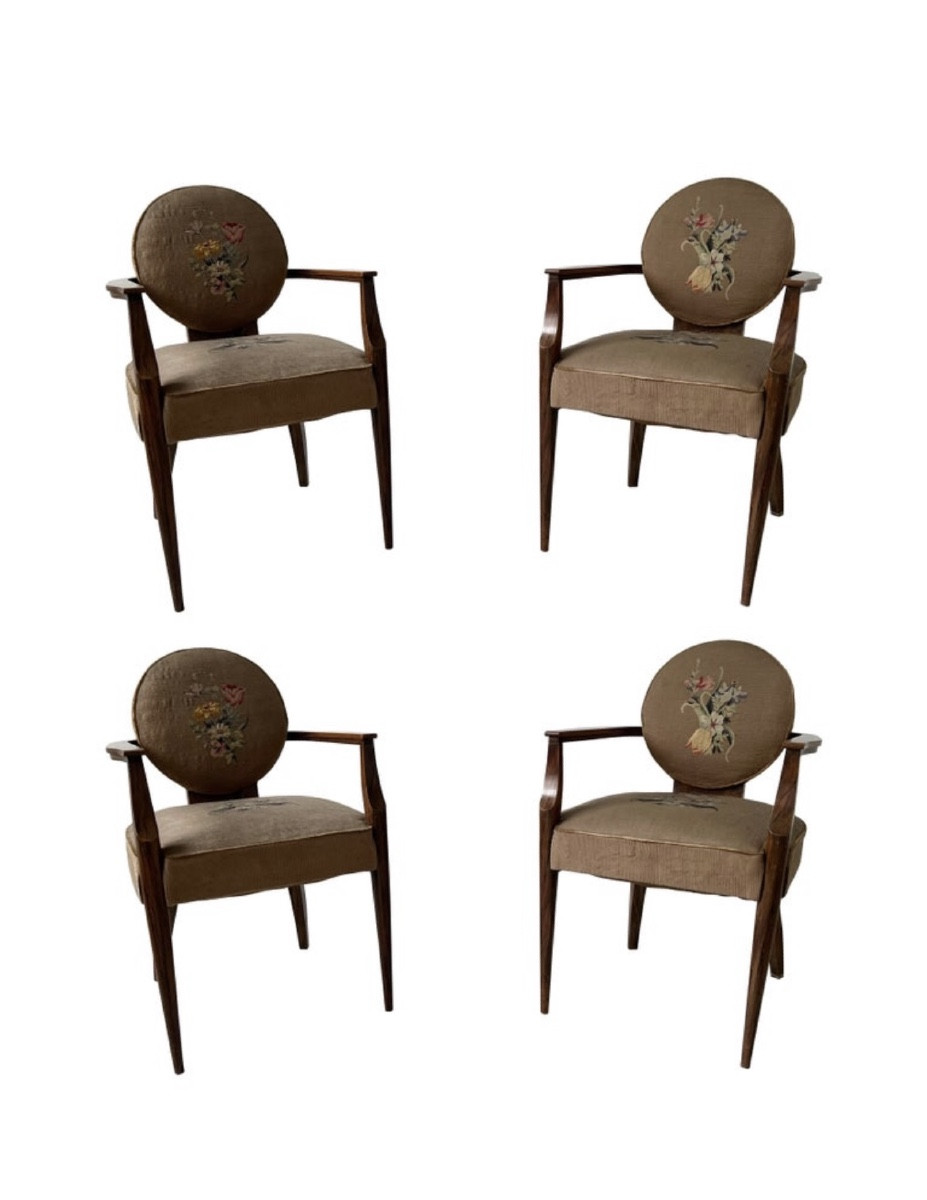 Set Of 4 Bridge Chairs By Jean Pascaud