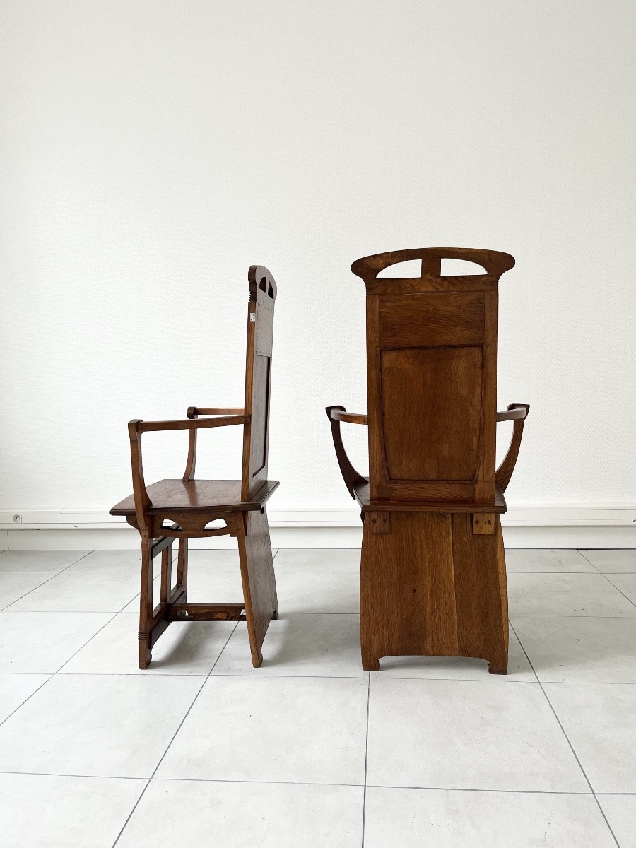 Set Of 4 Arts & Crafts Armchairs -photo-4