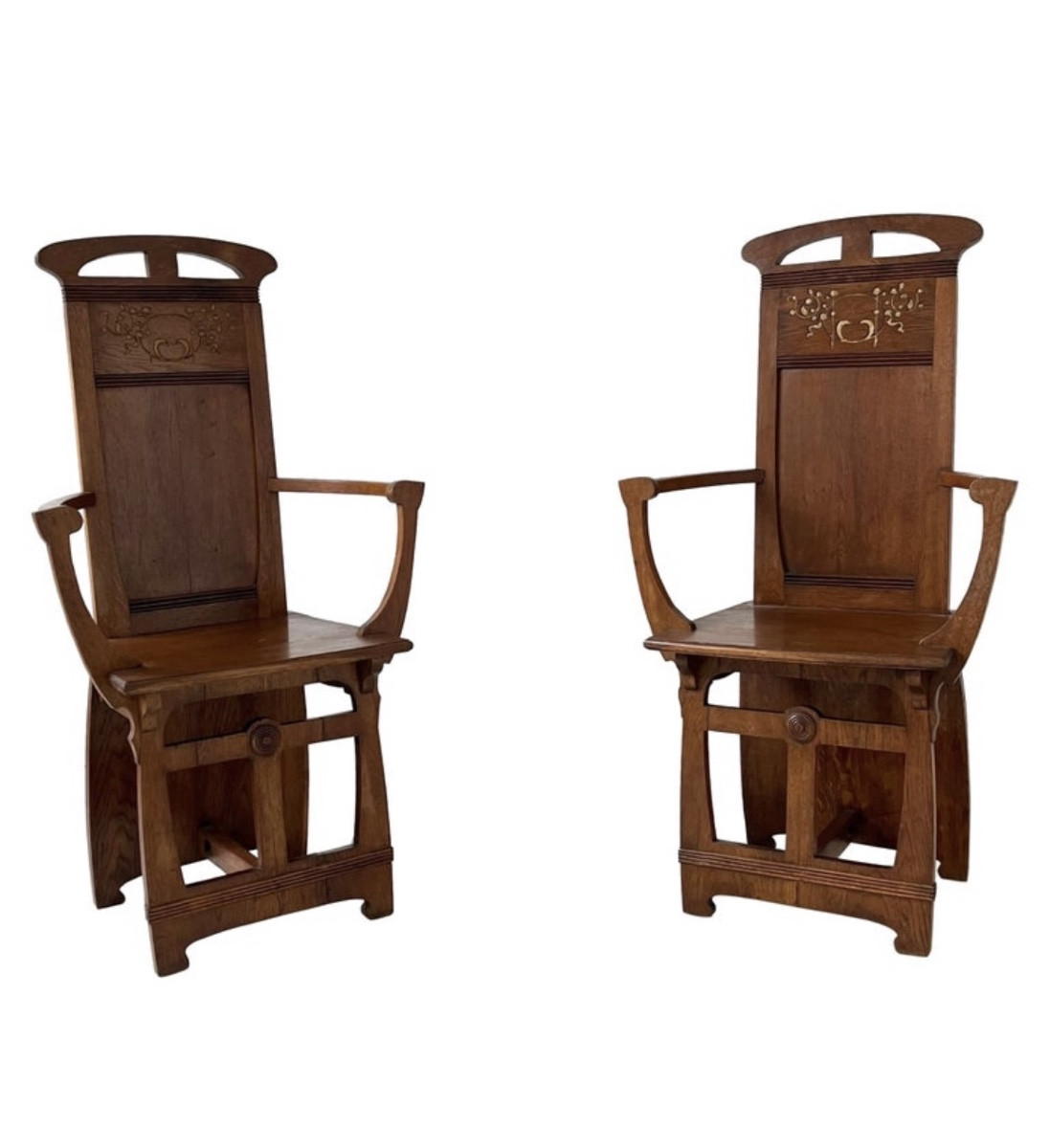 Set Of 4 Arts & Crafts Armchairs 