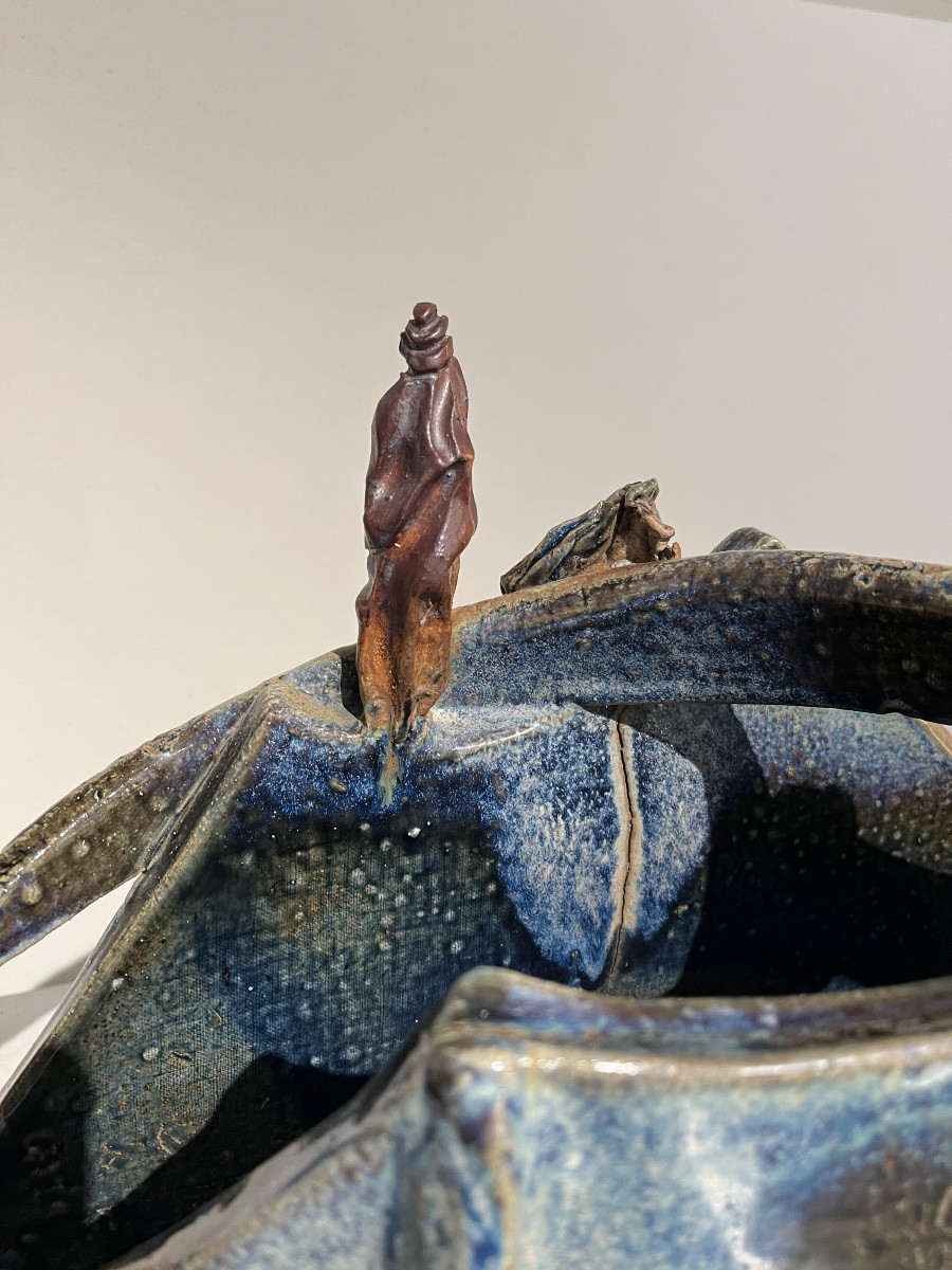 Vase Sculpture en céramique émaillée,  La Borne.-photo-4