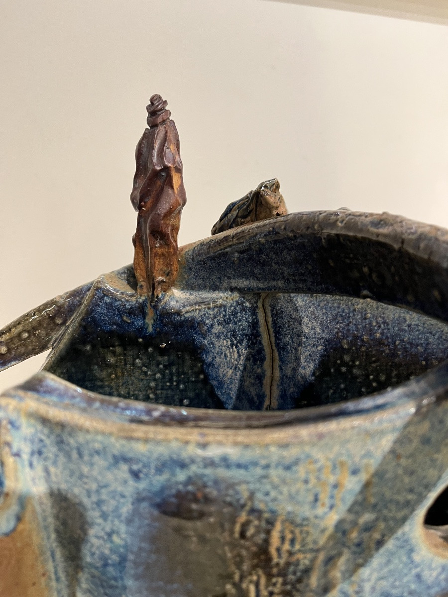 Vase Sculpture en céramique émaillée,  La Borne.-photo-2