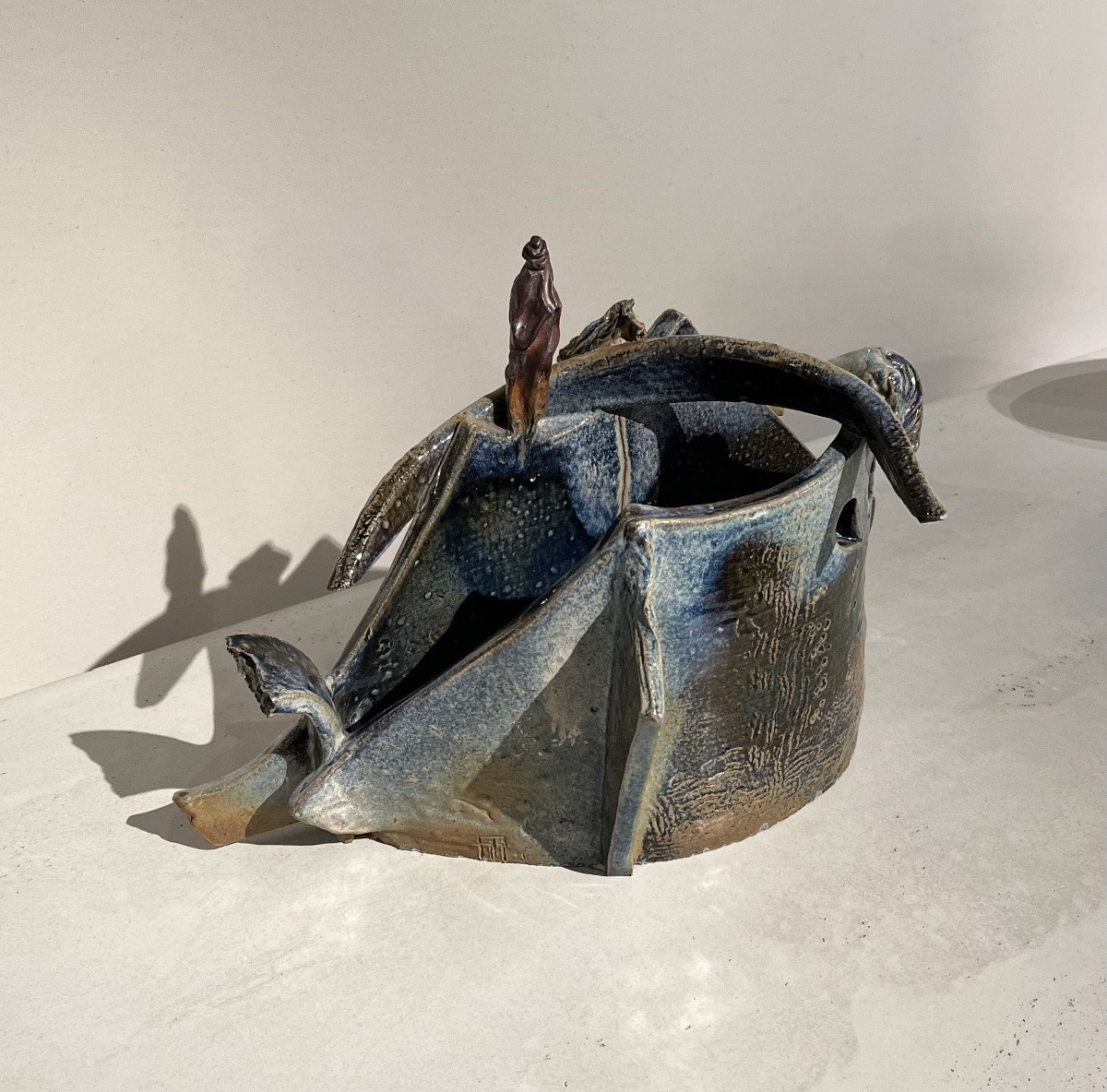 Vase Sculpture en céramique émaillée,  La Borne.-photo-3