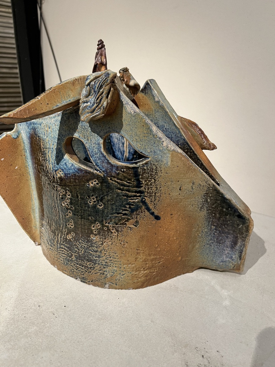 Vase Sculpture en céramique émaillée,  La Borne.-photo-5