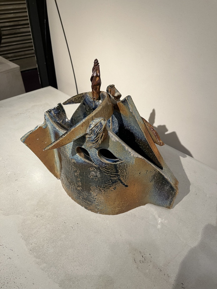 Vase Sculpture en céramique émaillée,  La Borne.-photo-6