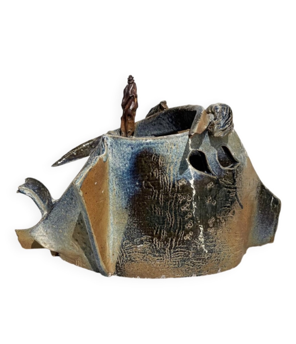 Vase Sculpture en céramique émaillée,  La Borne.