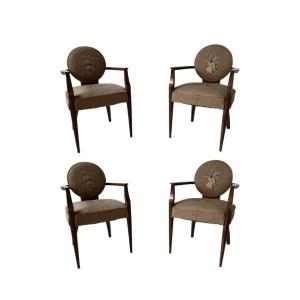 Set Of 4 Bridge Chairs By Jean Pascaud