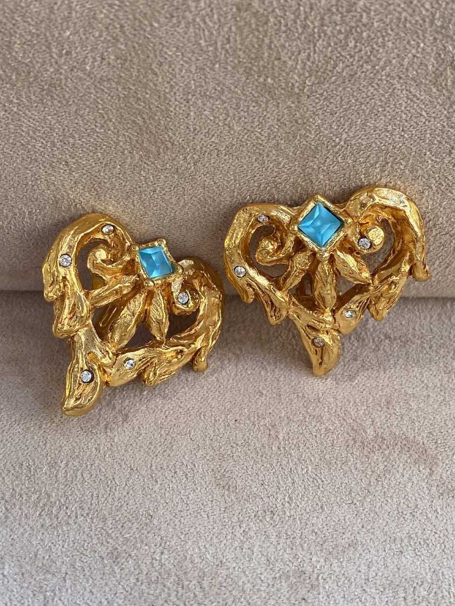 Christian Lacroix, Boucles d'Oreilles Coeur Bleu -photo-4