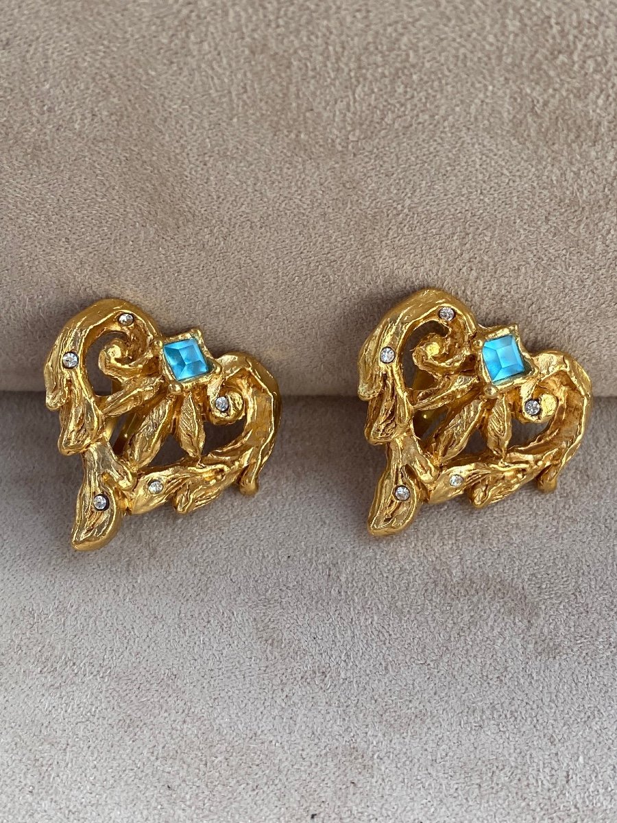 Christian Lacroix, Boucles d'Oreilles Coeur Bleu -photo-1