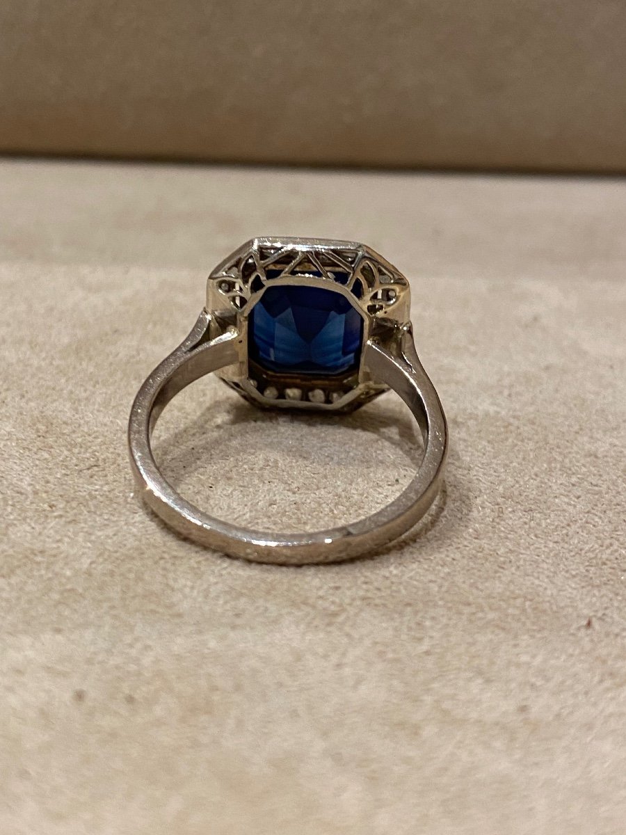 Bague Art Déco Saphir Verneuil Et Diamants-photo-1