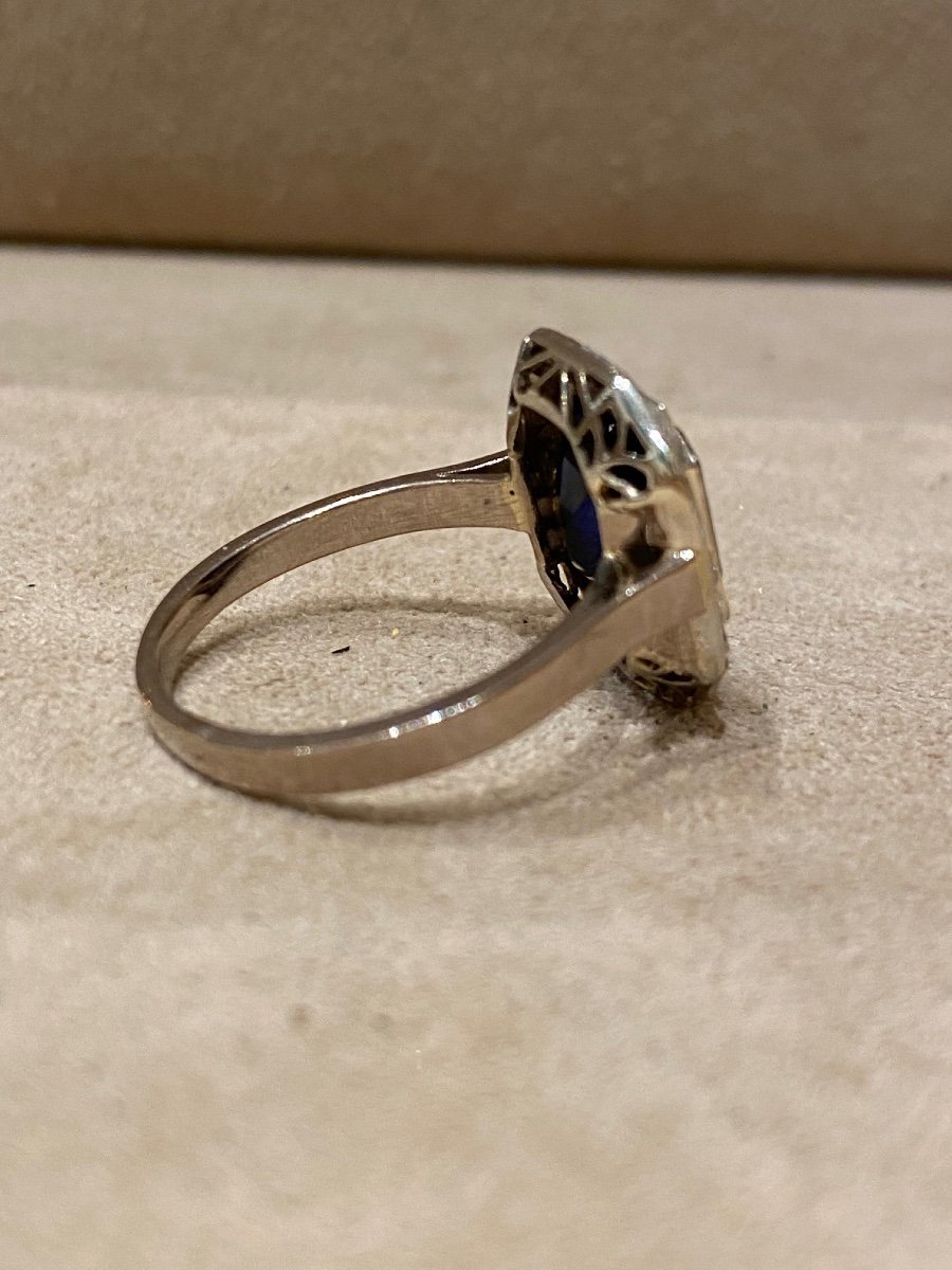 Bague Art Déco Saphir Verneuil Et Diamants-photo-3