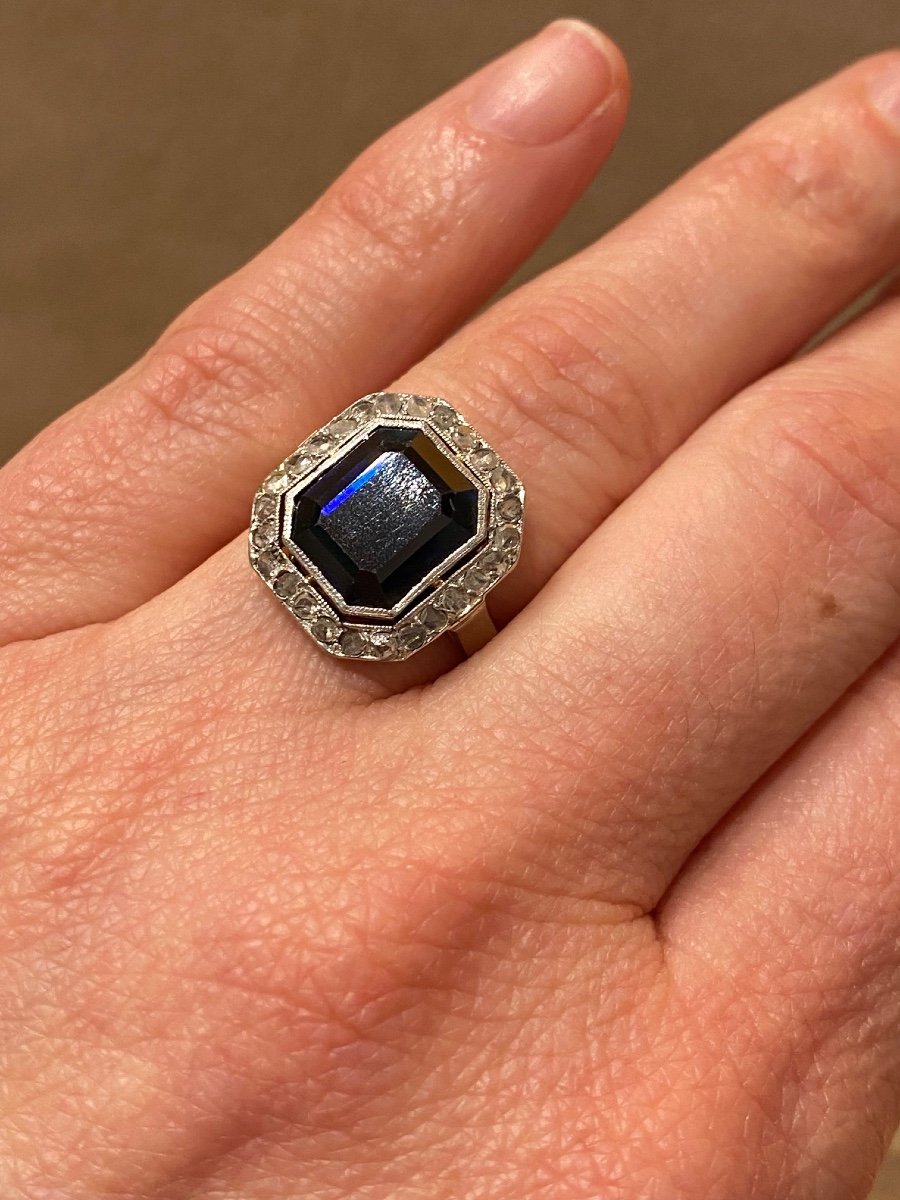 Bague Art Déco Saphir Verneuil Et Diamants