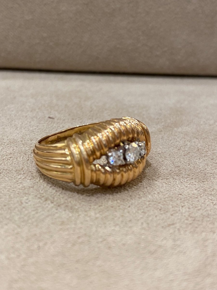 50s Ring In Yellow Gold And Diamonds-photo-2