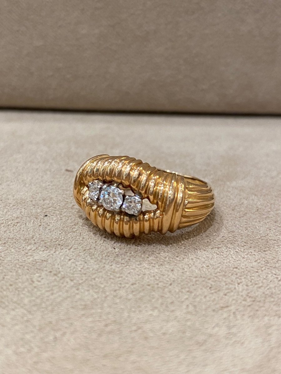 50s Ring In Yellow Gold And Diamonds-photo-3
