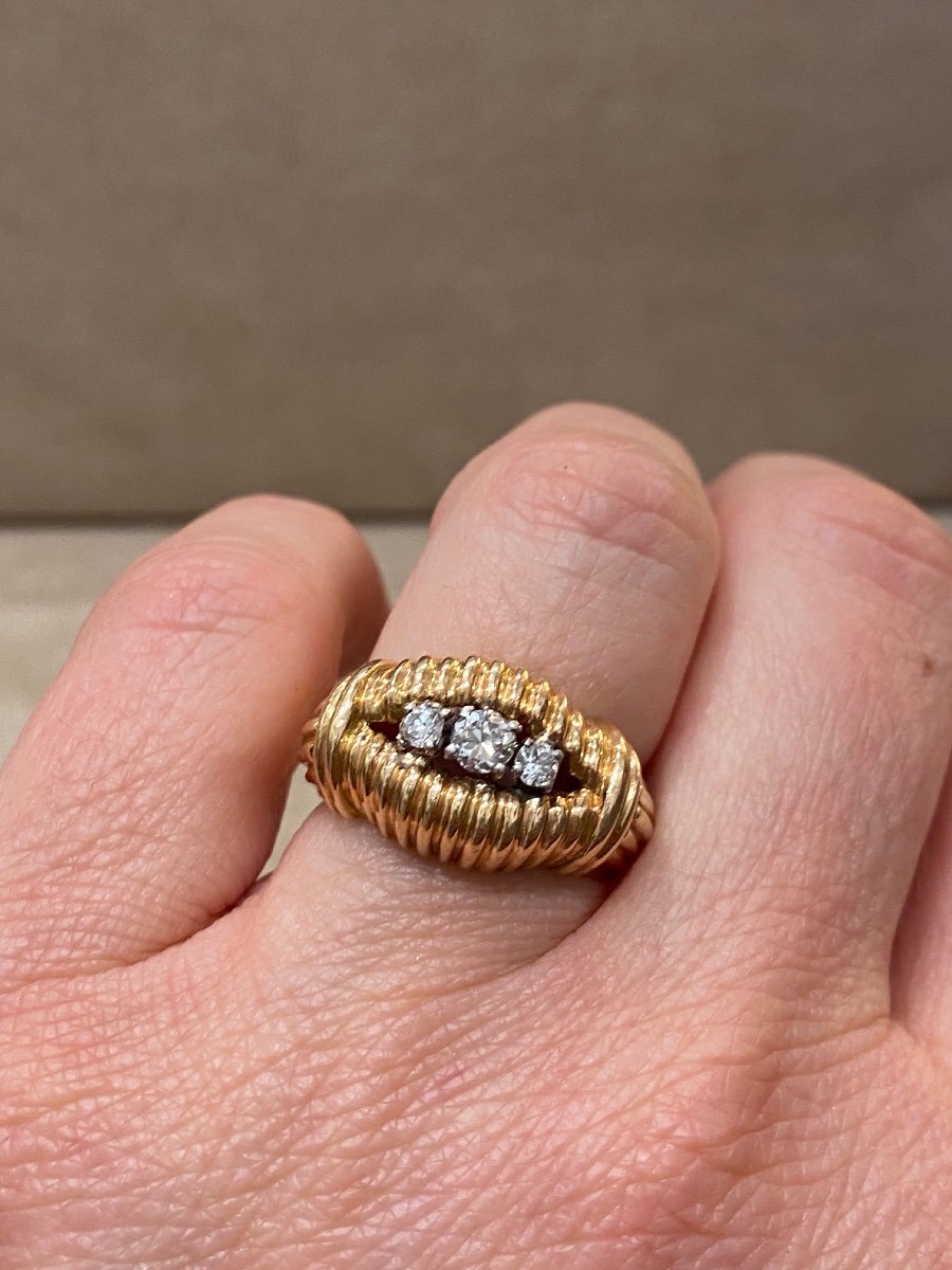 50s Ring In Yellow Gold And Diamonds-photo-1