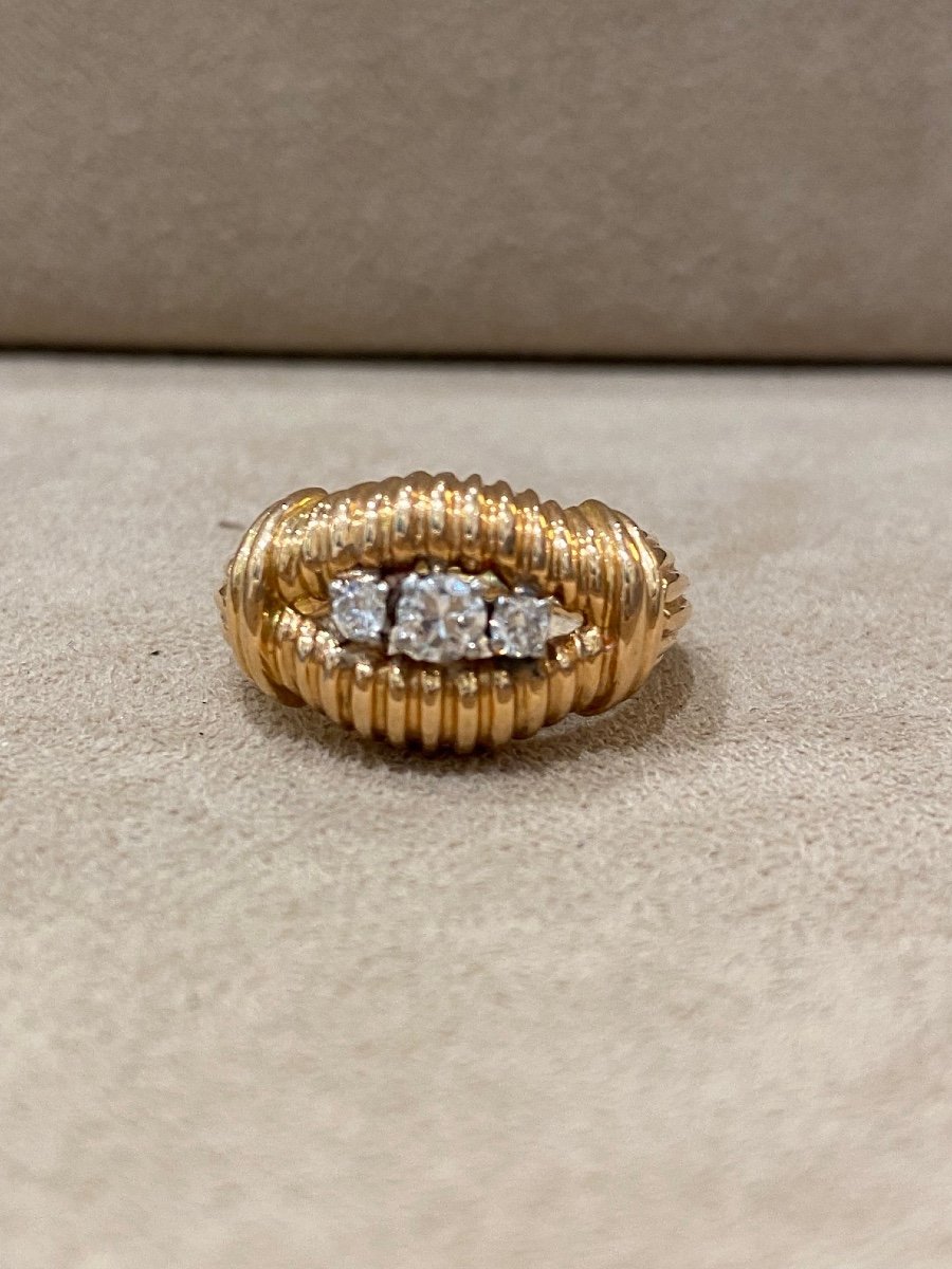 50s Ring In Yellow Gold And Diamonds-photo-2