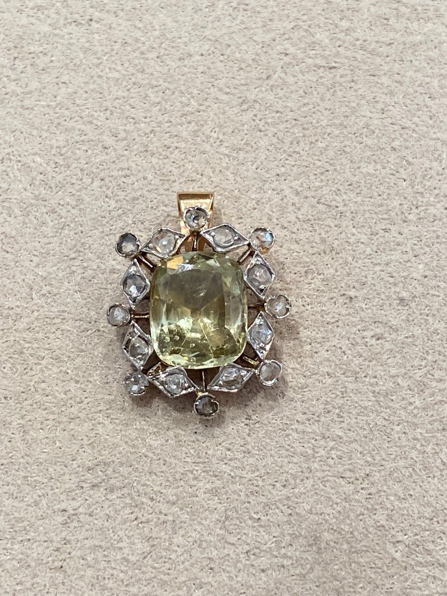 Pendentif Chrysobéryl & Diamants Taille Rose-photo-2