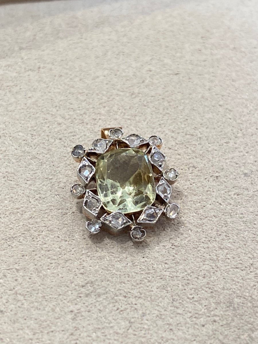 Pendentif Chrysobéryl & Diamants Taille Rose-photo-4