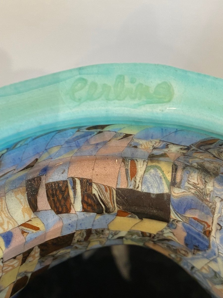 Jean Gerbino (1876-1966), Grand Vase Toupie Turquoise-photo-2