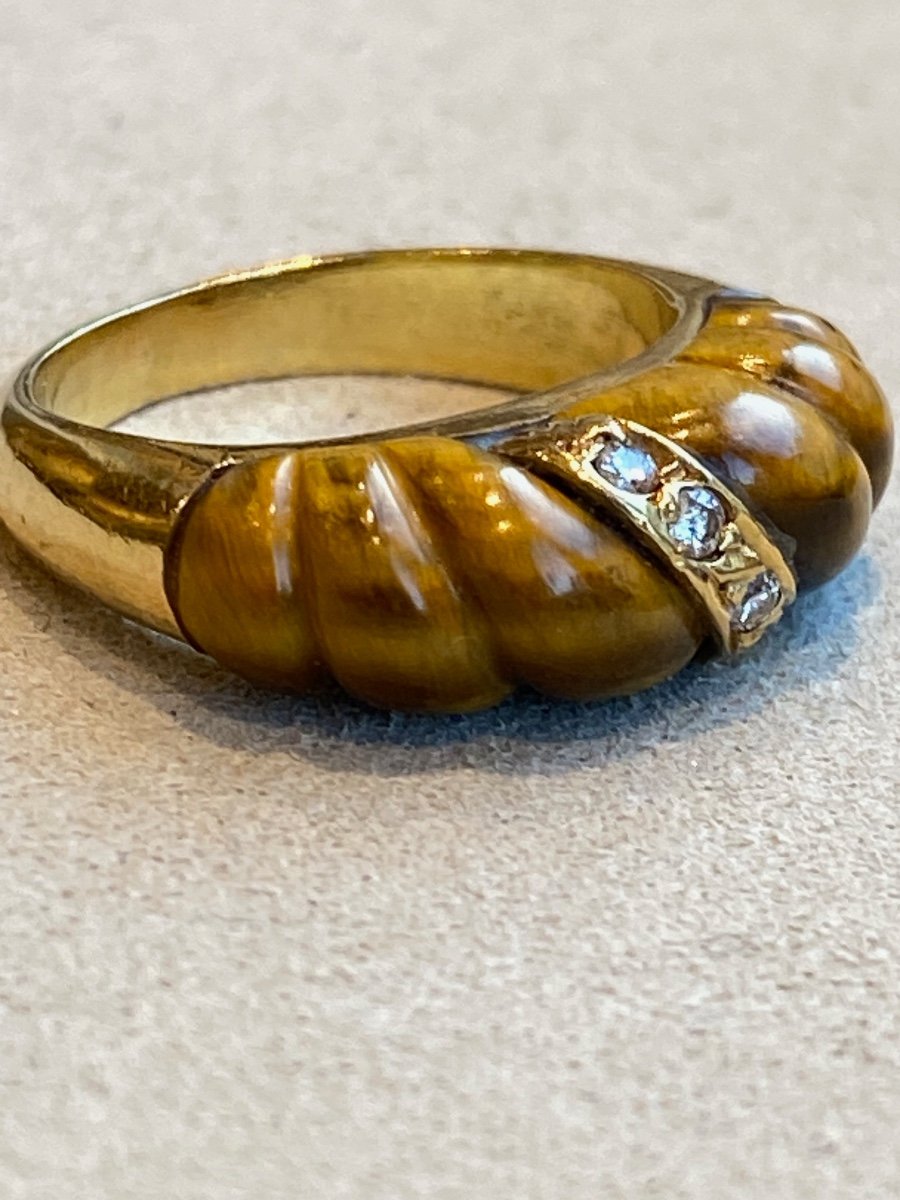 Vintage Diamond & Tiger Eye Ring-photo-3