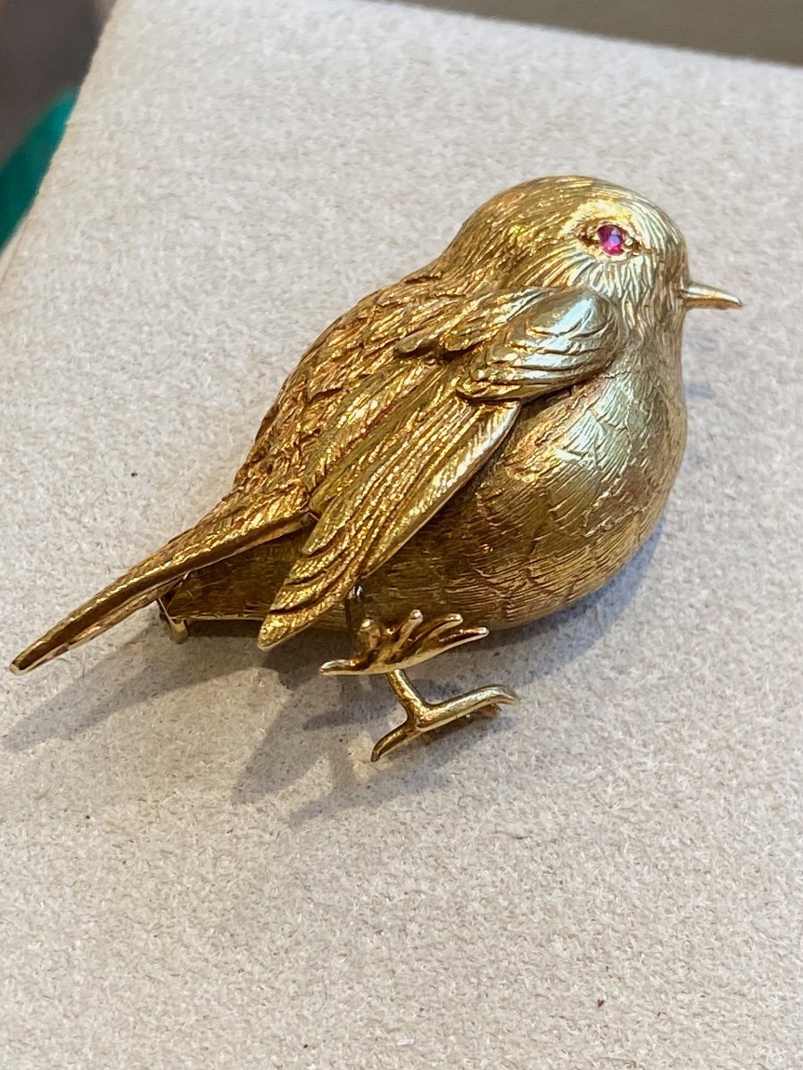 Hermes, Gold Sparrow Brooch -photo-2