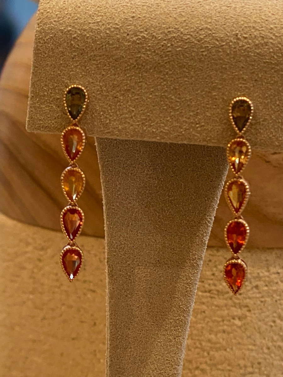 Multicolor Sapphire Drop Earrings-photo-8