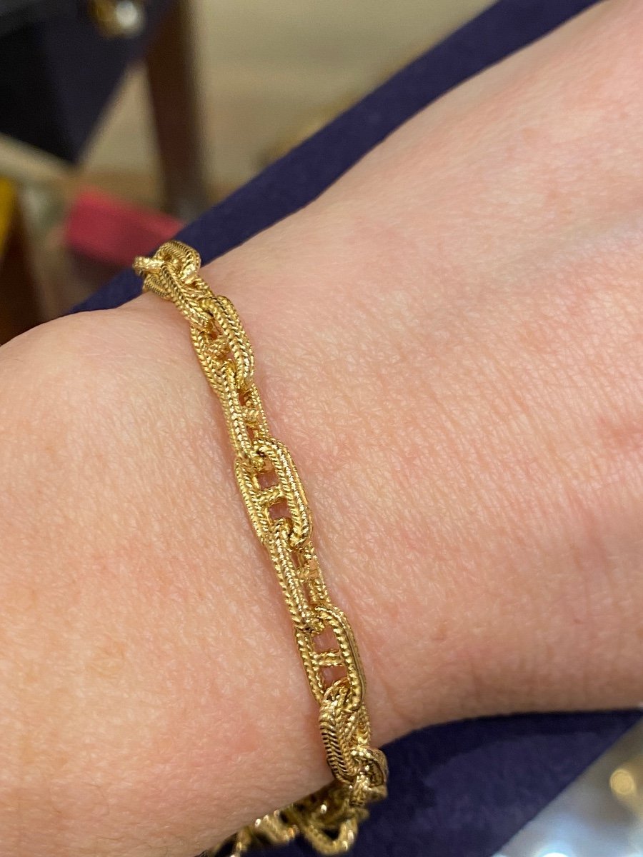 Bracelet En Or maille marine texturée-photo-3