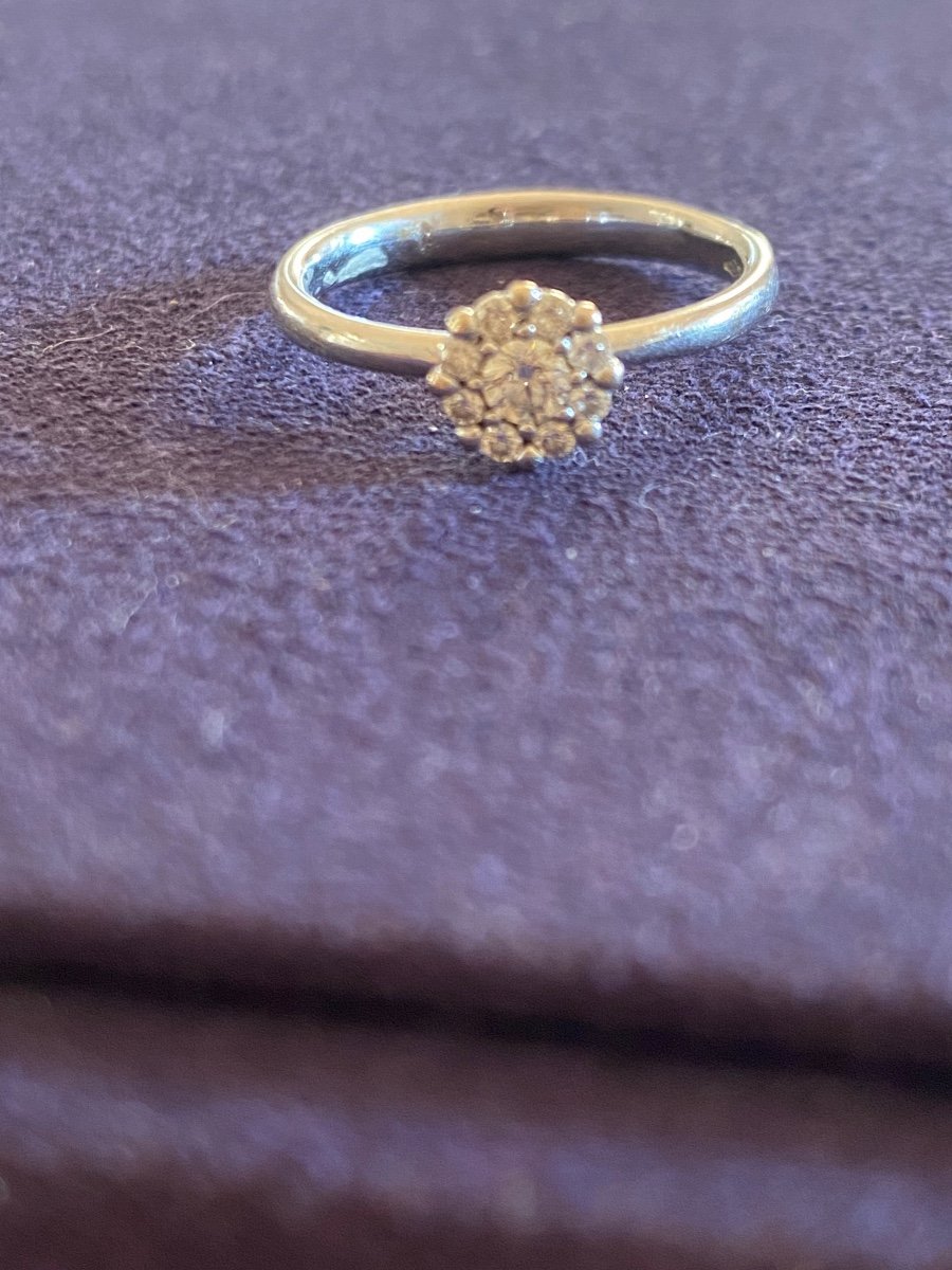 Bague En Or Gris Marguerite Diamants-photo-2