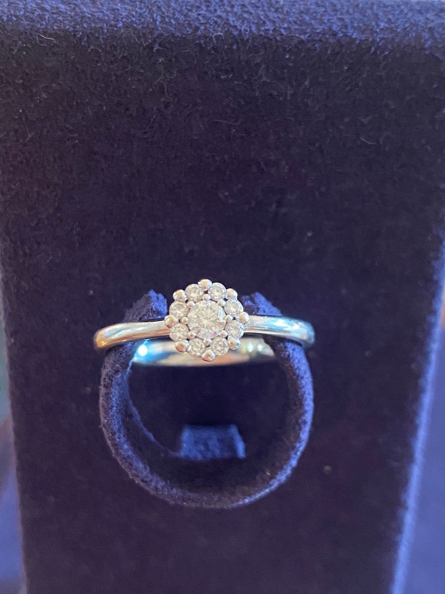 Bague En Or Gris Marguerite Diamants-photo-3