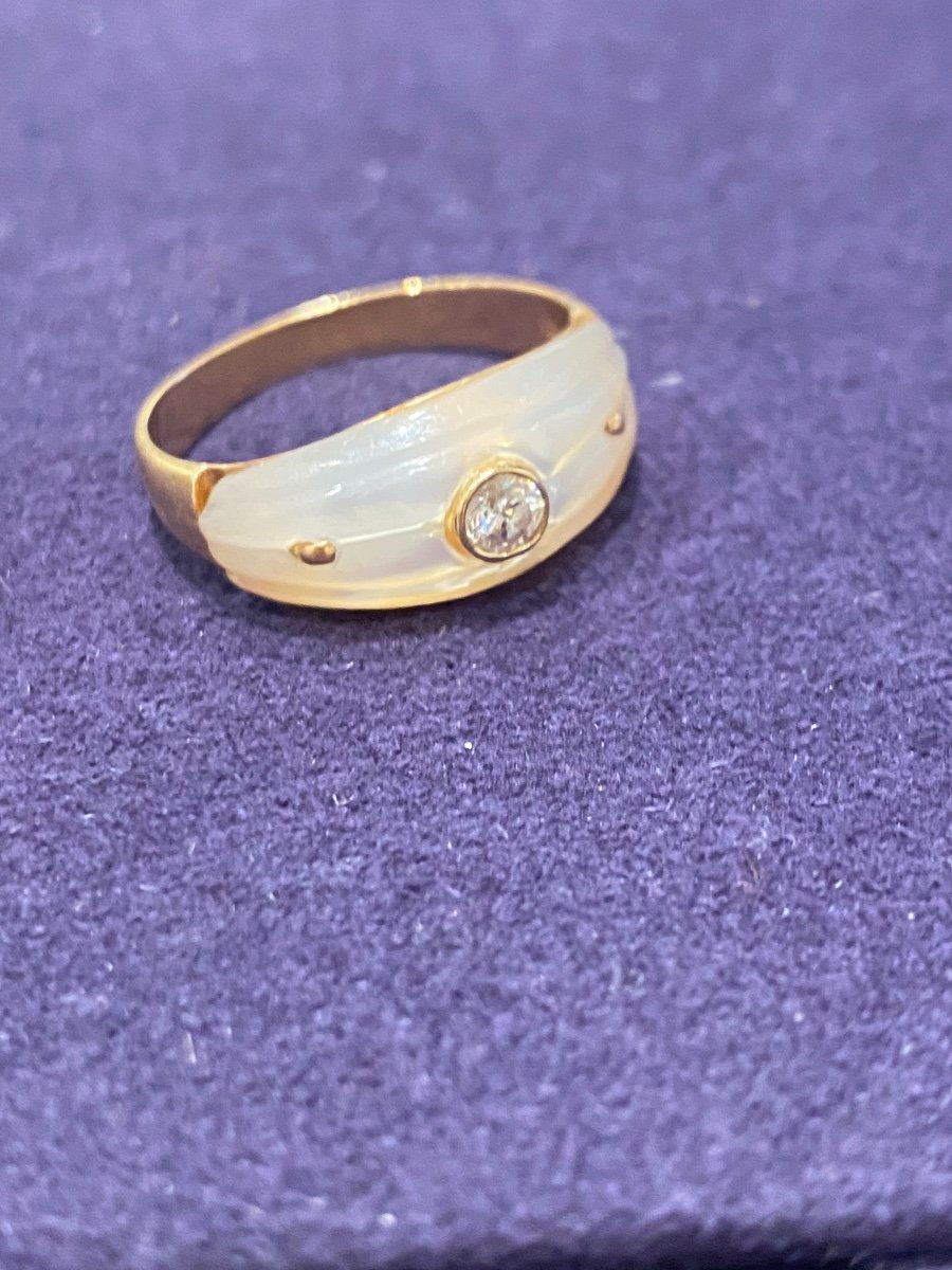 Bague Bandeau Nacre & Diamant-photo-2