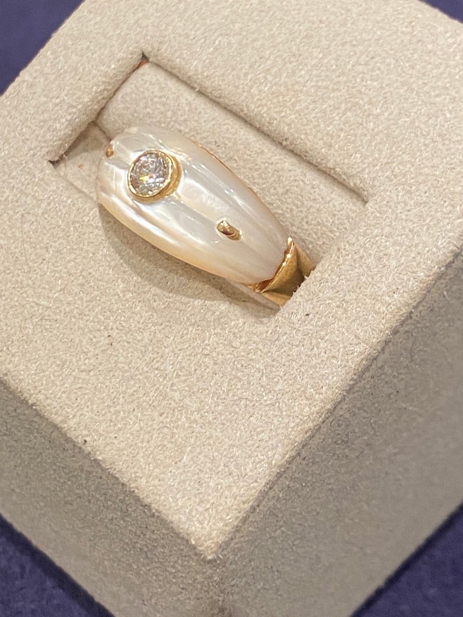 Bague Bandeau Nacre & Diamant-photo-3