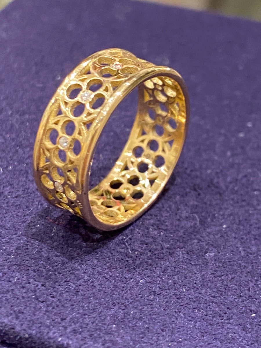 Openwork Gold & Diamond Band Ring-photo-2