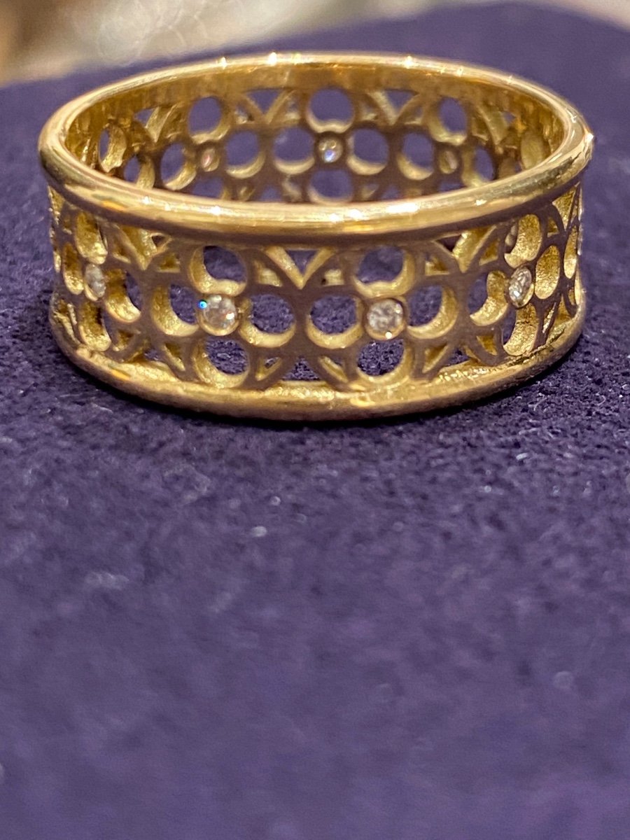 Openwork Gold & Diamond Band Ring-photo-3