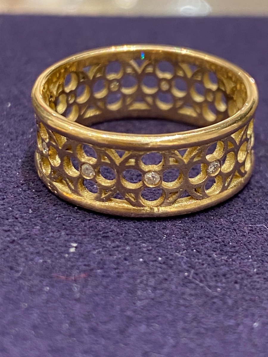 Openwork Gold & Diamond Band Ring-photo-4