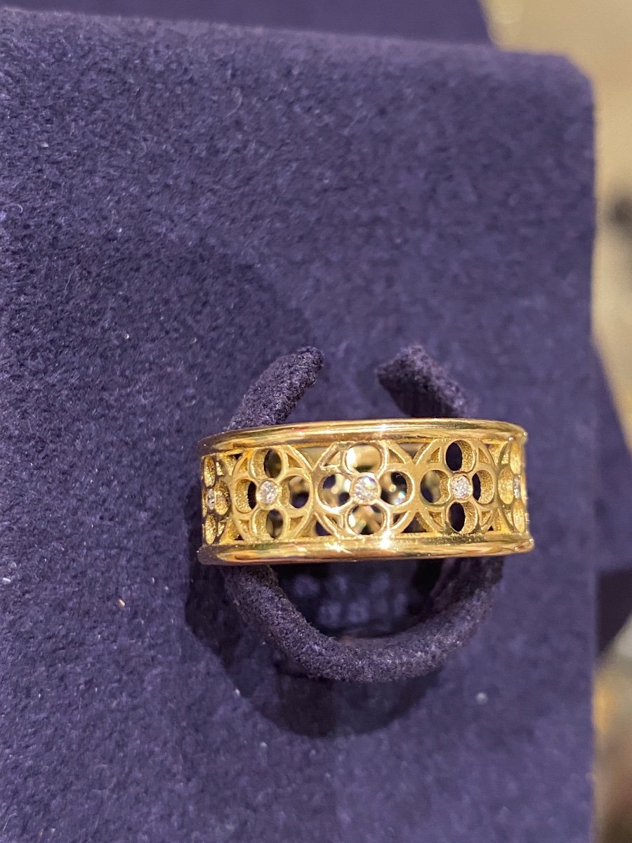 Openwork Gold & Diamond Band Ring-photo-1