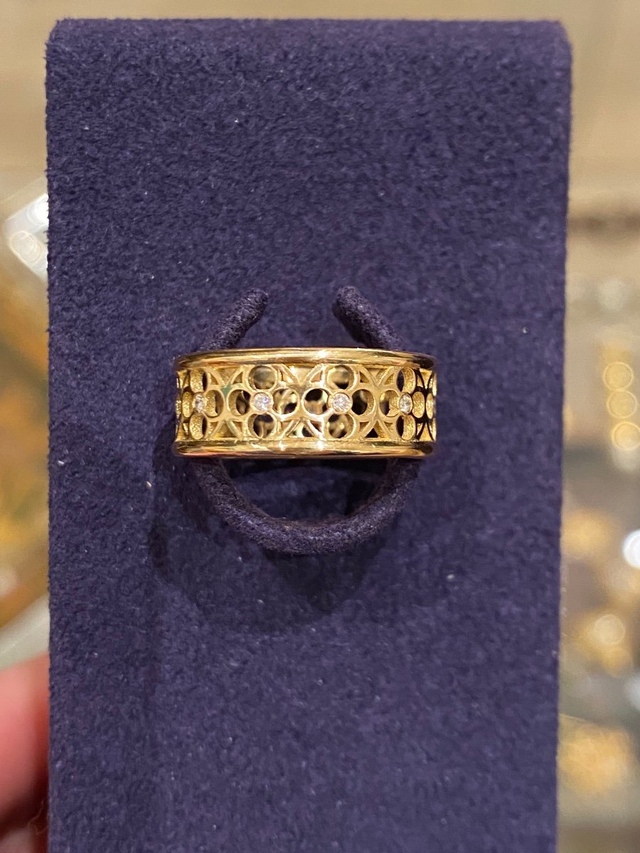 Openwork Gold & Diamond Band Ring-photo-3
