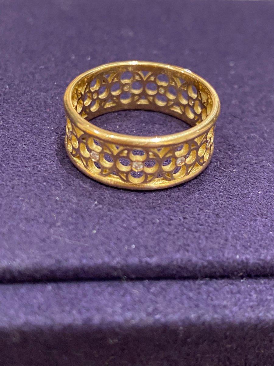 Openwork Gold & Diamond Band Ring-photo-5
