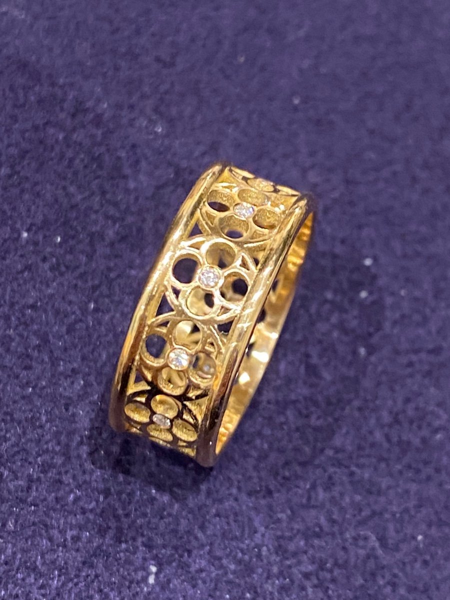 Openwork Gold & Diamond Band Ring-photo-6