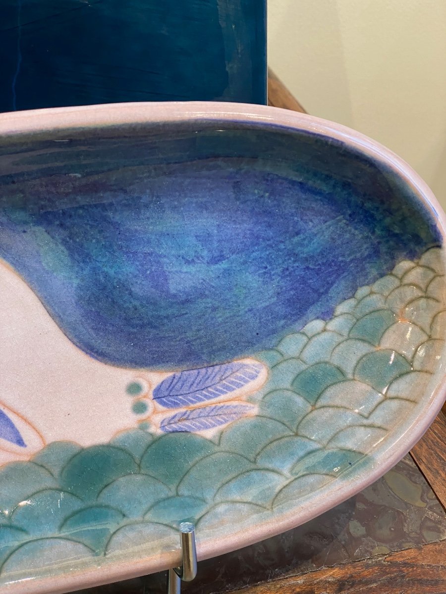 Robert & Jean Cloutier, Oblong Dish With Blue Bird-photo-2