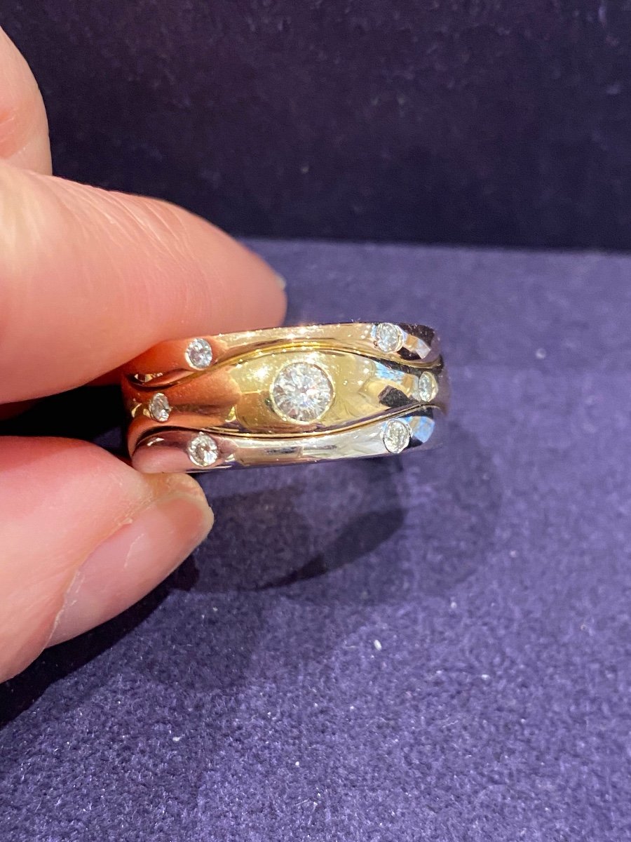 Three Gold & Diamonds Headband Ring-photo-5
