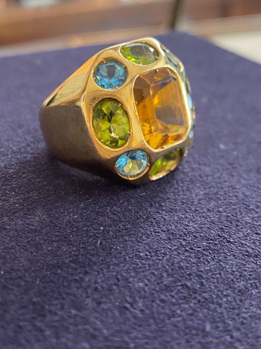 Bague Couture En Or & Gemmes Multicolores-photo-3