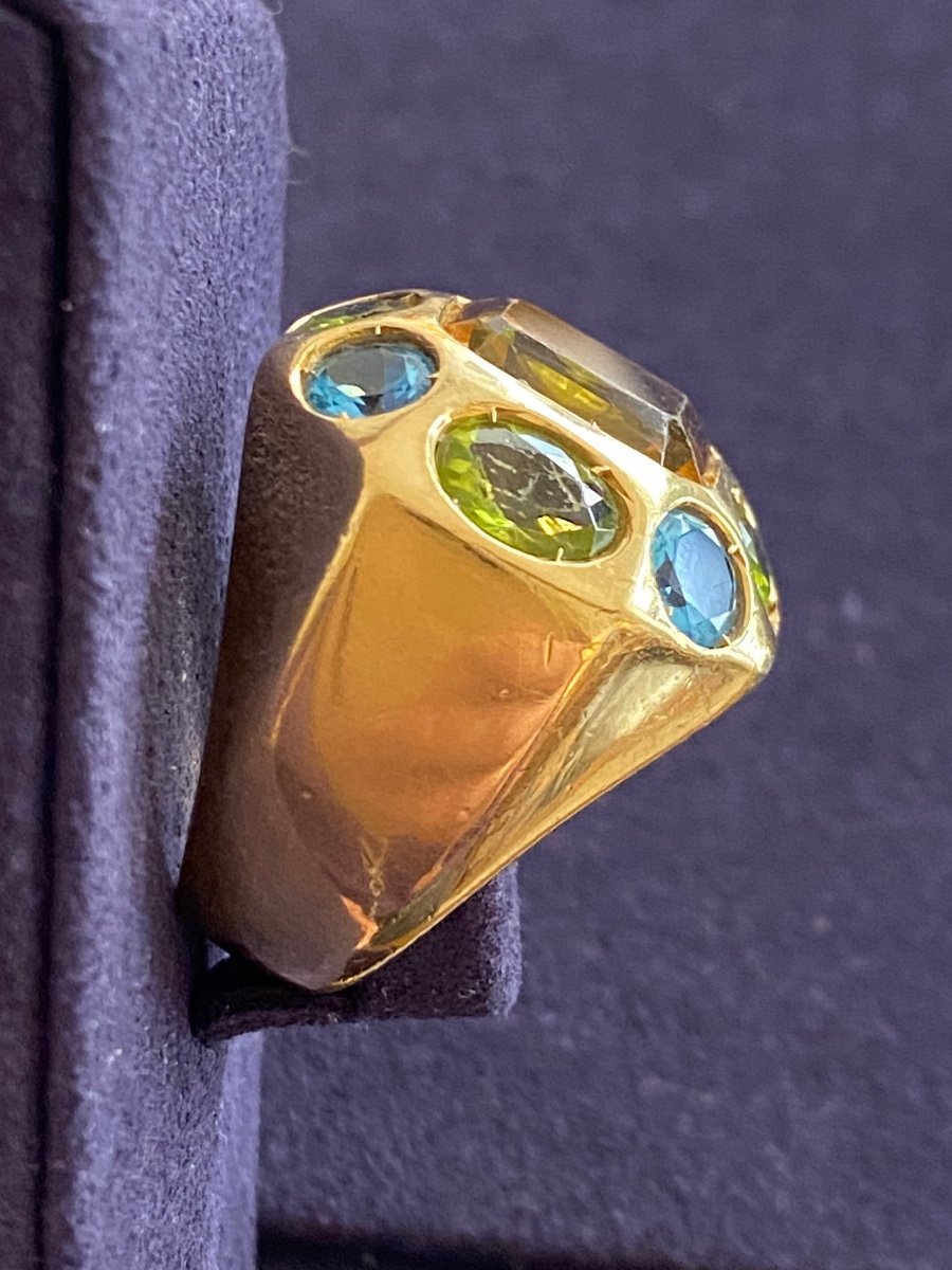 Bague Couture En Or & Gemmes Multicolores-photo-2