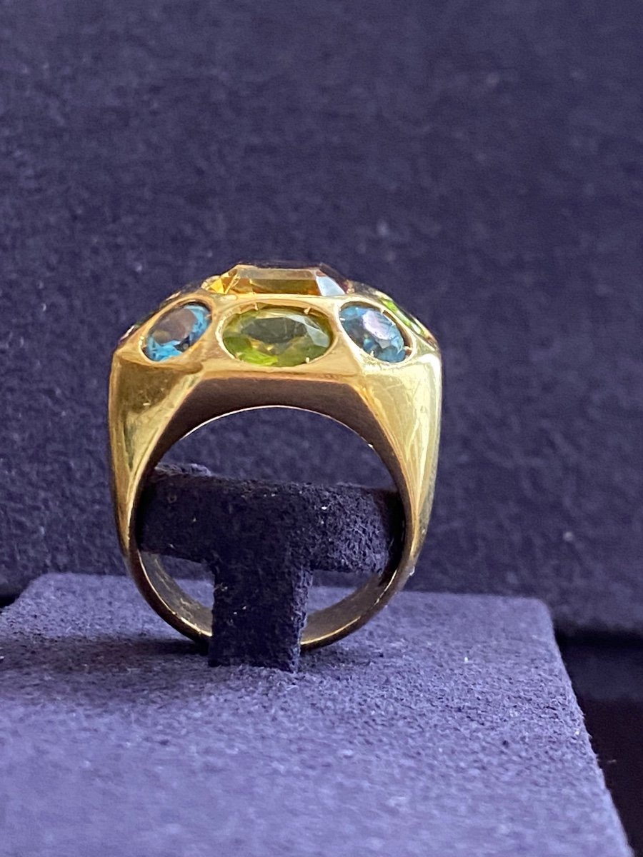 Bague Couture En Or & Gemmes Multicolores-photo-3