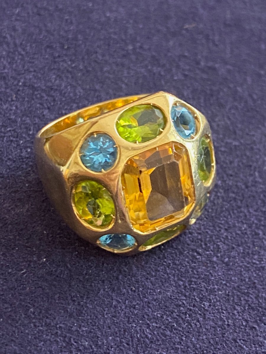 Bague Couture En Or & Gemmes Multicolores-photo-4