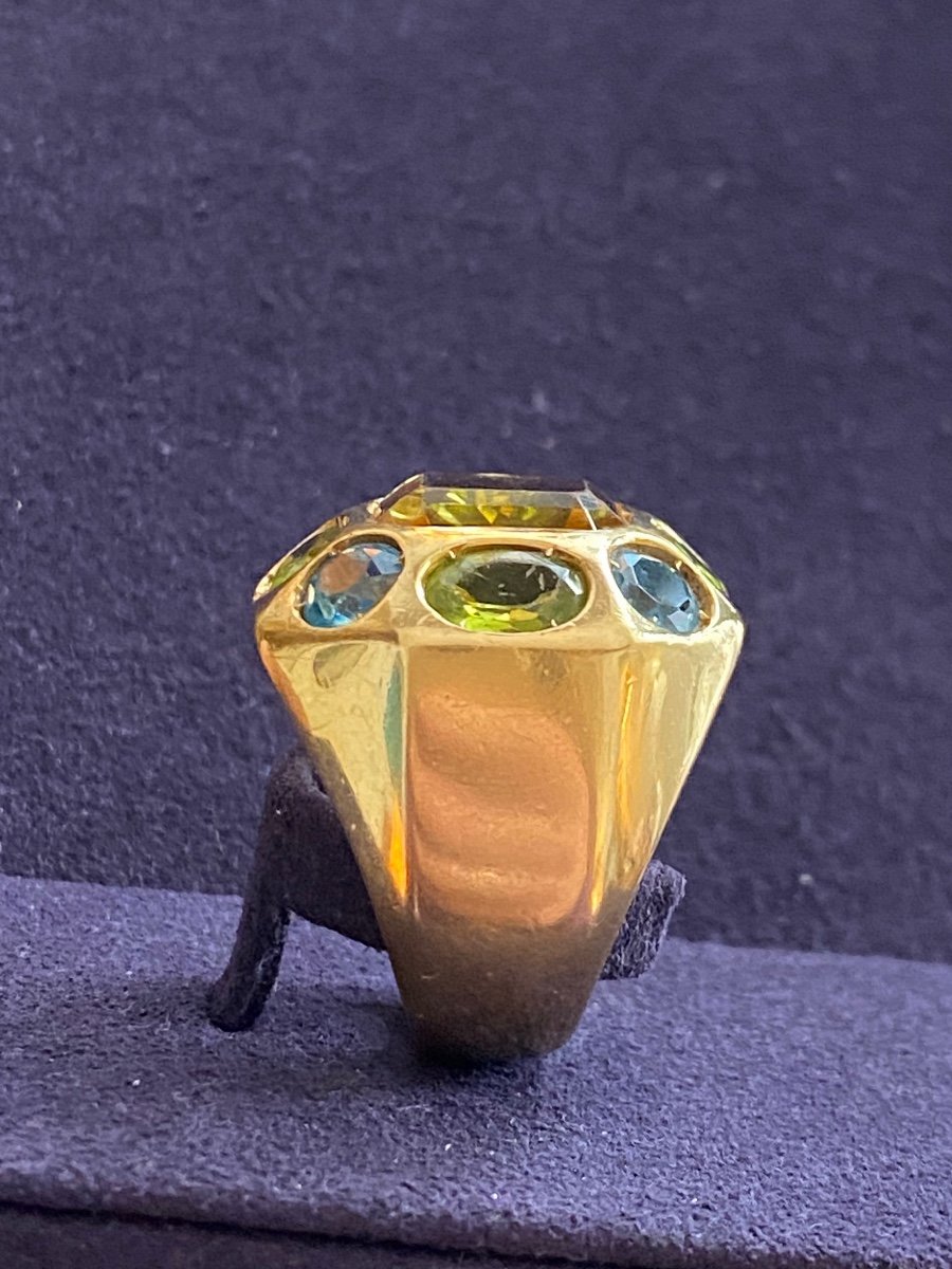 Bague Couture En Or & Gemmes Multicolores-photo-5
