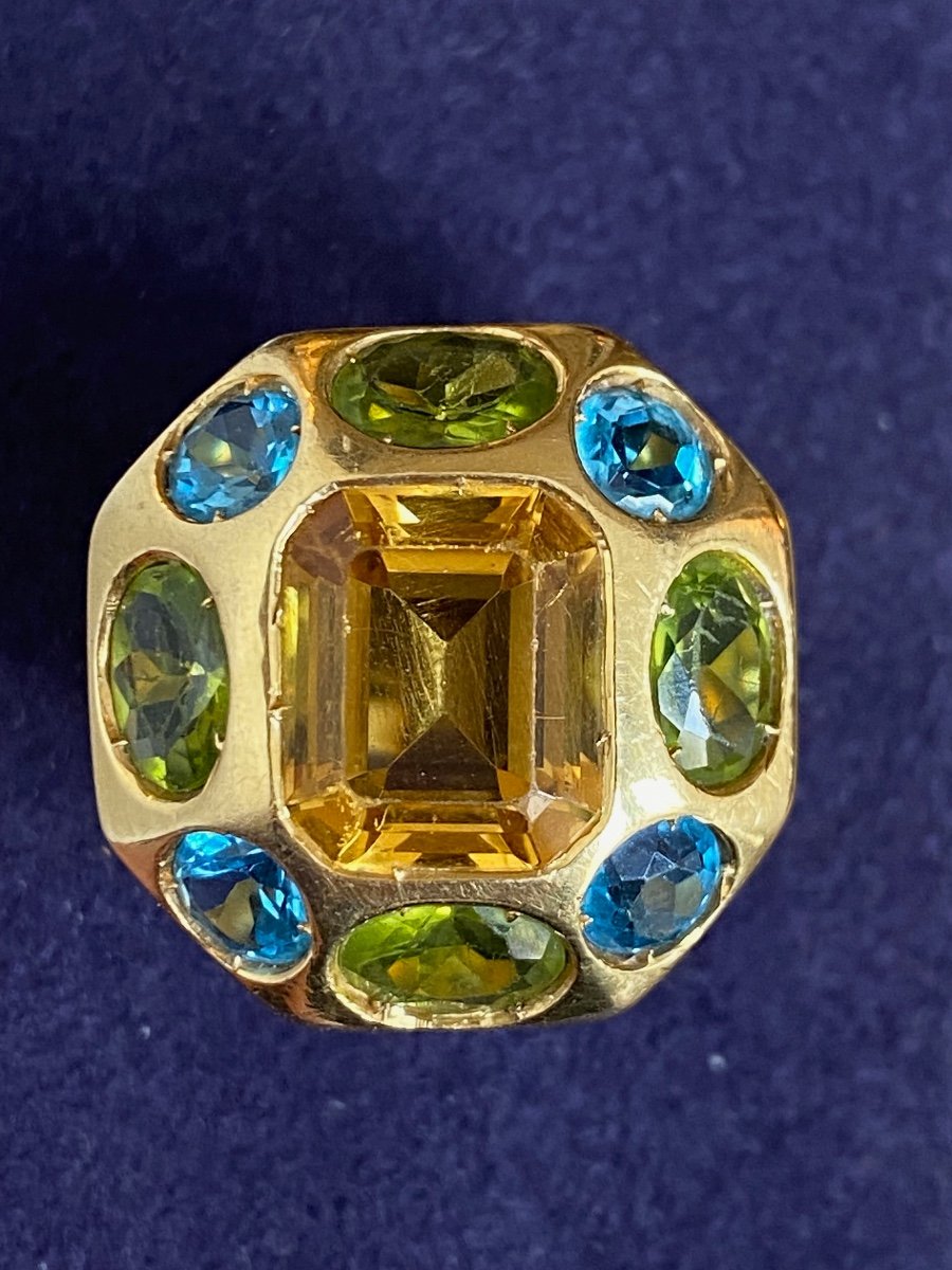Bague Couture En Or & Gemmes Multicolores-photo-6