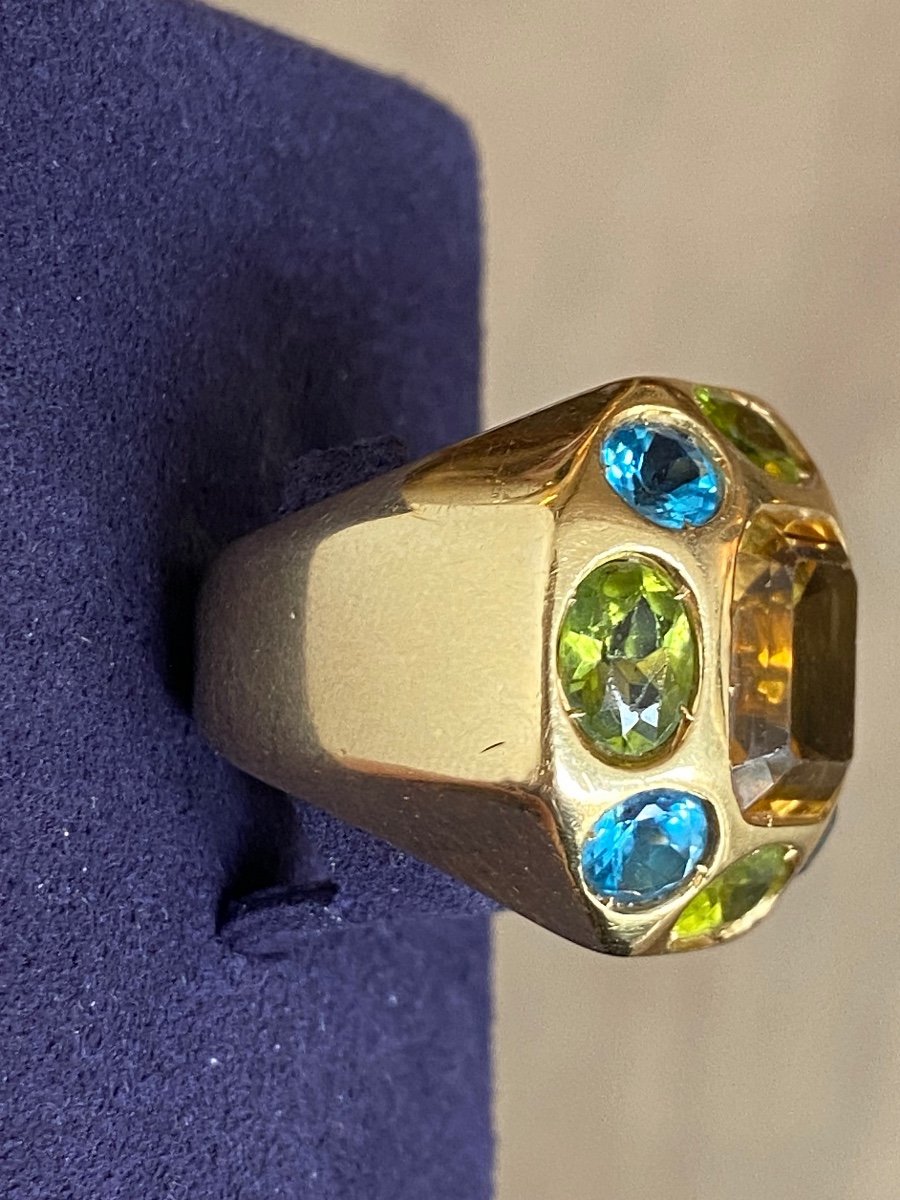 Bague Couture En Or & Gemmes Multicolores-photo-7