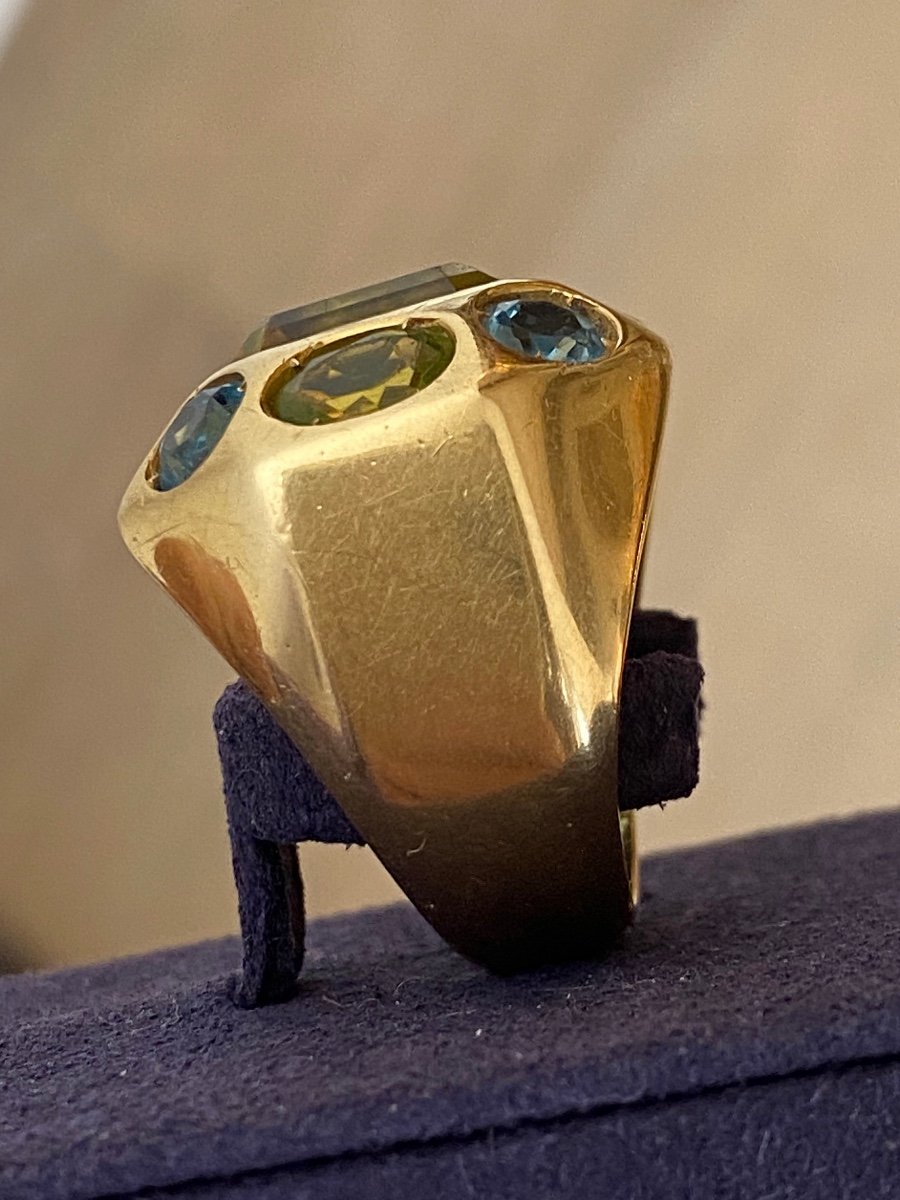 Bague Couture En Or & Gemmes Multicolores-photo-8